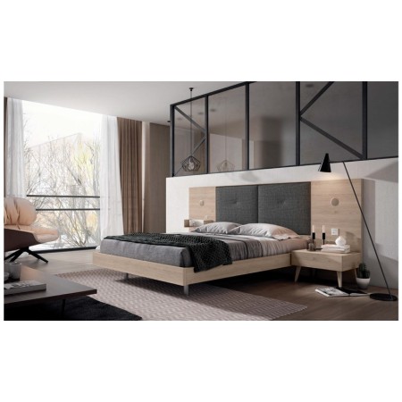 Cabecero de dormitorio tapizado en color gris oscuro