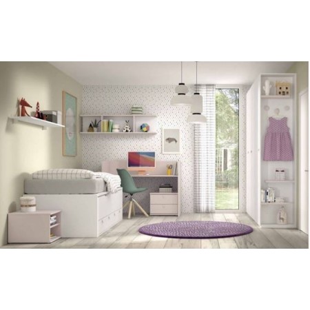 Dormitorio infantil con cuna convertible completo