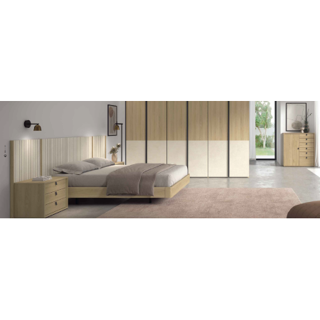 Dormitorio de matrimonio en tono Nature y Stone estilo natural y funcionalidad en Calatayud