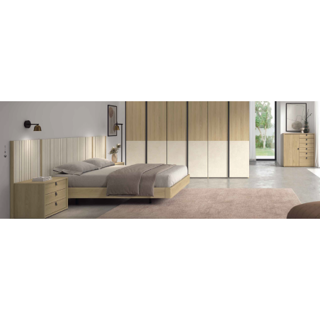 Dormitorio de matrimonio en tono Nature y Stone estilo natural y funcionalidad en Calatayud
