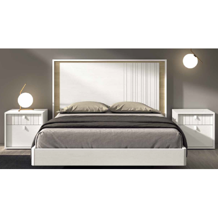 Elegante dormitorio principal en tonos blancos y nature en Calatayud