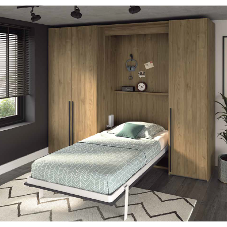 Mueble cama con armario en tono siena y carbono en Calatayud
