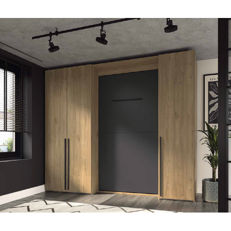 Mueble cama con armario en tono siena y carbono en Calatayud