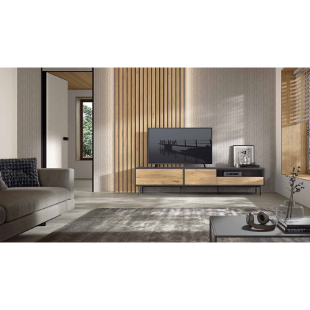 Mueble de Salón con Luces LED para una Estética Moderna en Calatayud