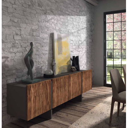 Aparador gris cuero y leño natural en Calatayud
