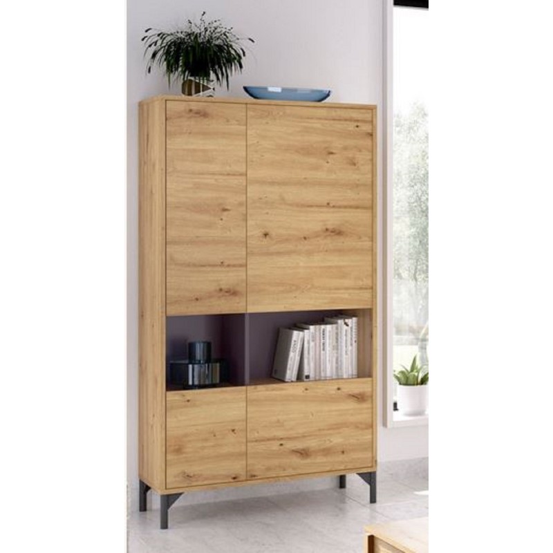 Moderno aparador de 4 puertas en grafito y nordic