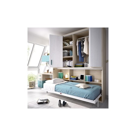 Dormitorio juvenil completo con cama abatible.