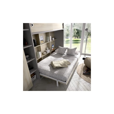 Cama abatible de 135cm con estanterías y armario