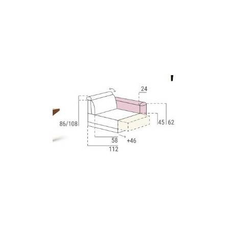 moderno sofa de dos plazas con chaiselonge asientos deslizantes