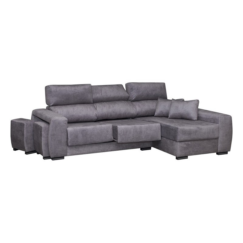 Economico sofá de dos plazas con chaiselongue y asientos deslizantes y abatibles