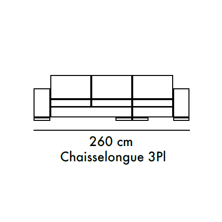 Sofá de 3 plazas y chaiselongue 260 cm