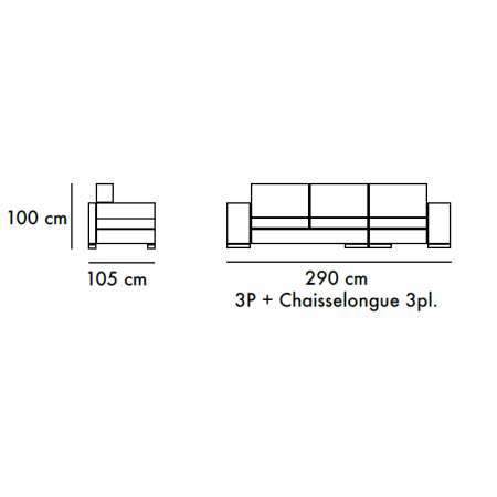 Sofá de 3 plazas mas chaiselongue 290 cm