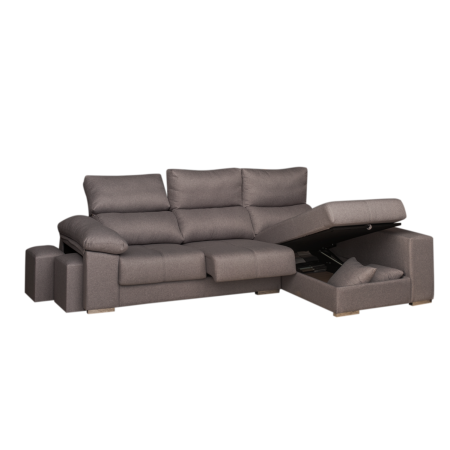 Sofá de dos plazas y chaiselongue con arcón