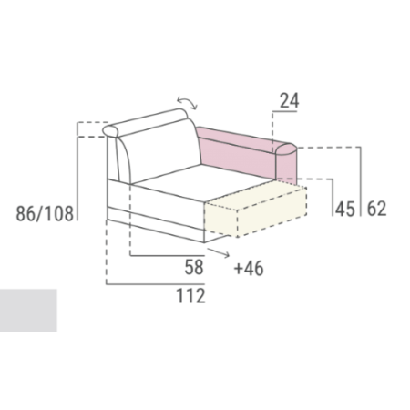 Sofá chaiselongue super extensible de 203 cm en Calatayud