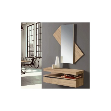 Mueble recibidor con cajones y espejo