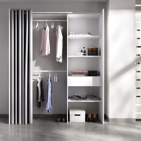 Armario Kit Vestidor Con 1 Cajón Y Cortina