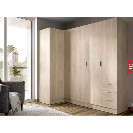 Armario rincón en madera natural