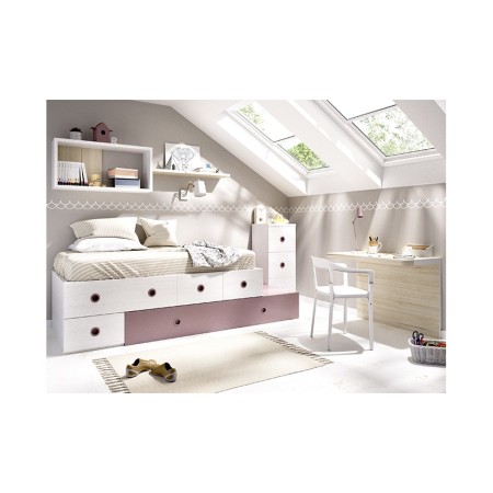 Cama nido con diseño moderno escritorio y estanterías