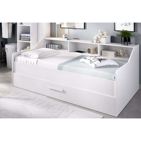 Cama Compacta en Blanco con Cajón y Estantes en Calatayud